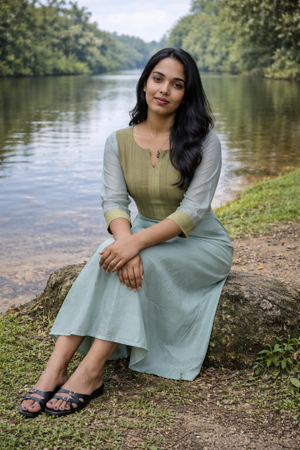 Pastel green shaded self jacquard organza kurti/dress MBS-832***Ready to dispatch***
