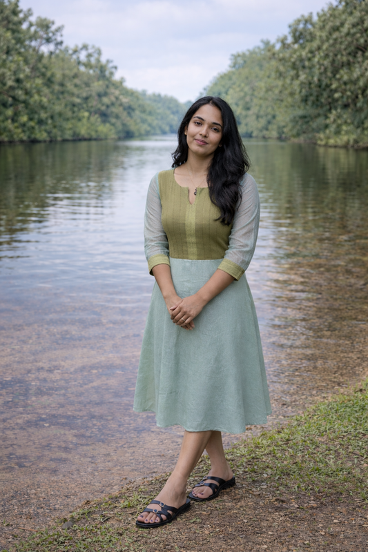 Pastel green shaded self jacquard organza kurti/dress MBS-832***Ready to dispatch***