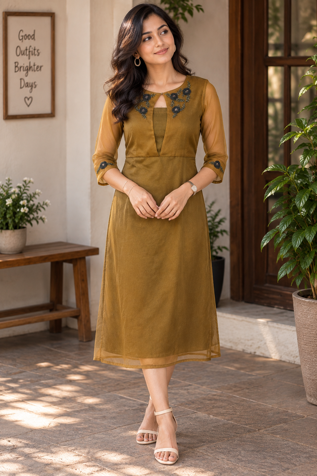 Green shaded organza slitted kurti **Ready to dispatch** **last piece sale**