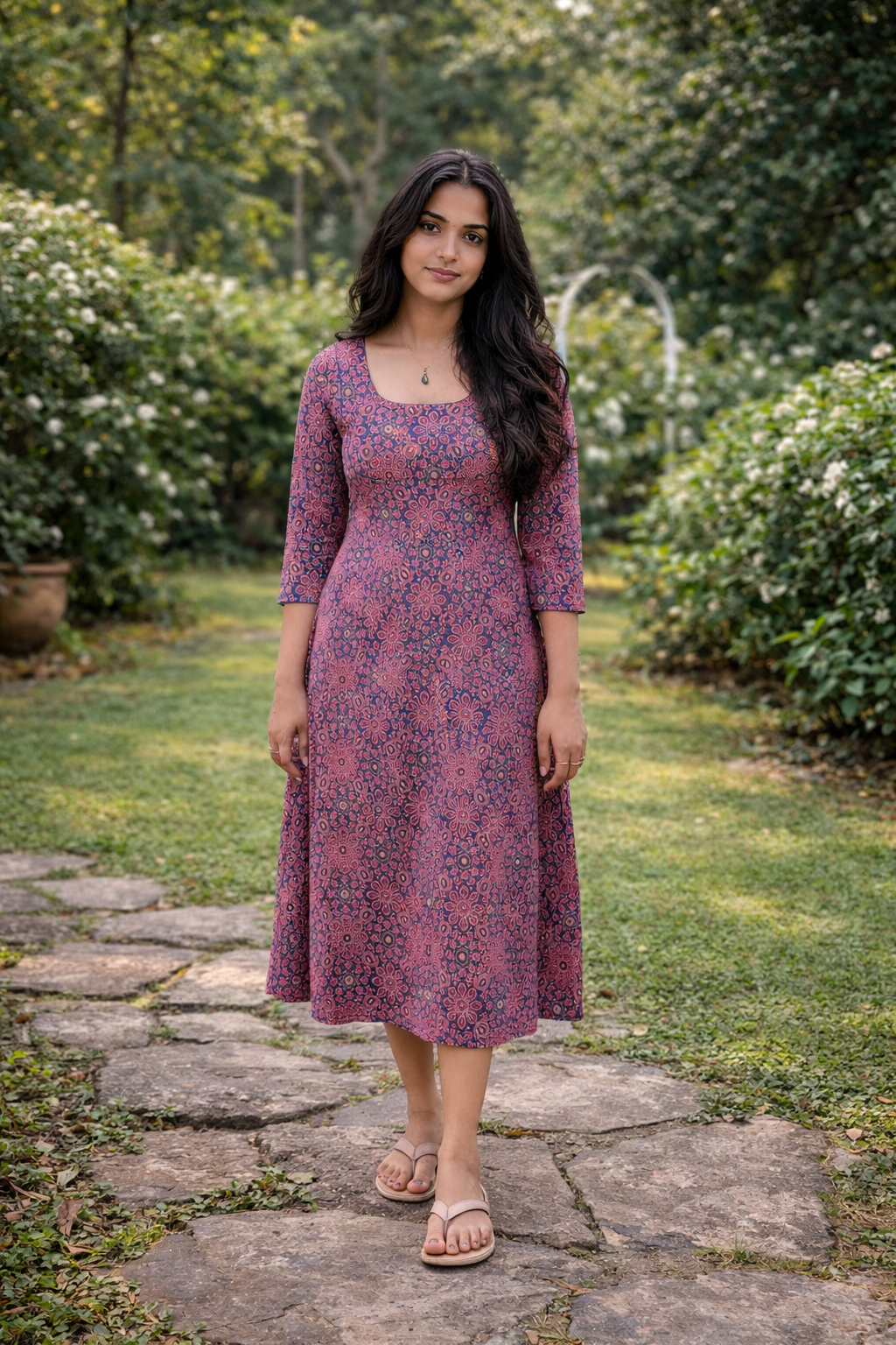 Cotton printed kurti with piping detailed yoke MBS-827 ** ready to dispatch**