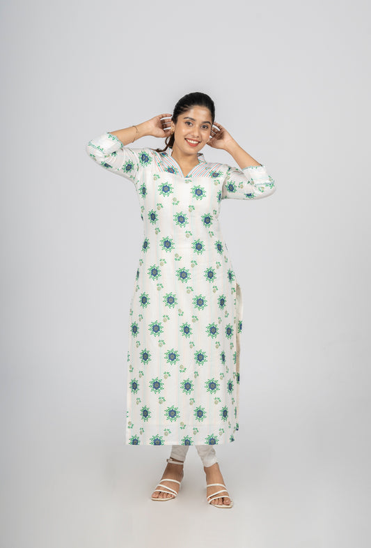 Self lined printed cotton kurti with Anchor thread detailing MBS-298** Ready to dispatch **