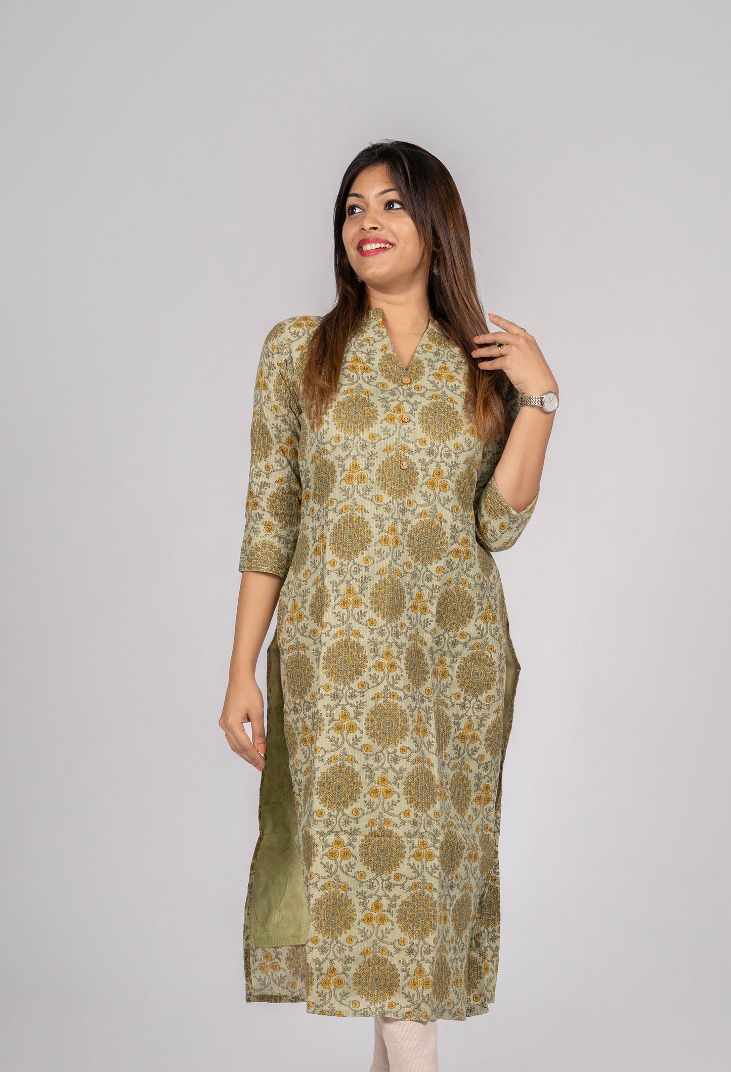 Green shaded pure cotton lining kurti with katha work detailing MBS-315  **Ready to dispatch**