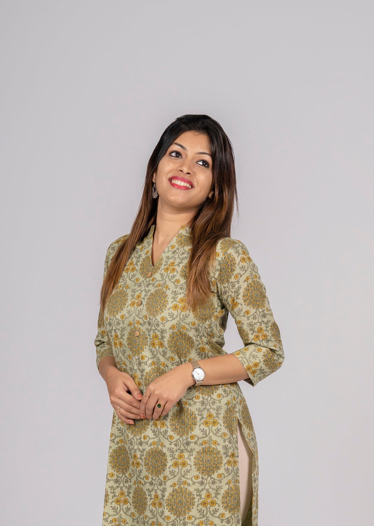 Green shaded pure cotton lining kurti with katha work detailing MBS-315  **Ready to dispatch**