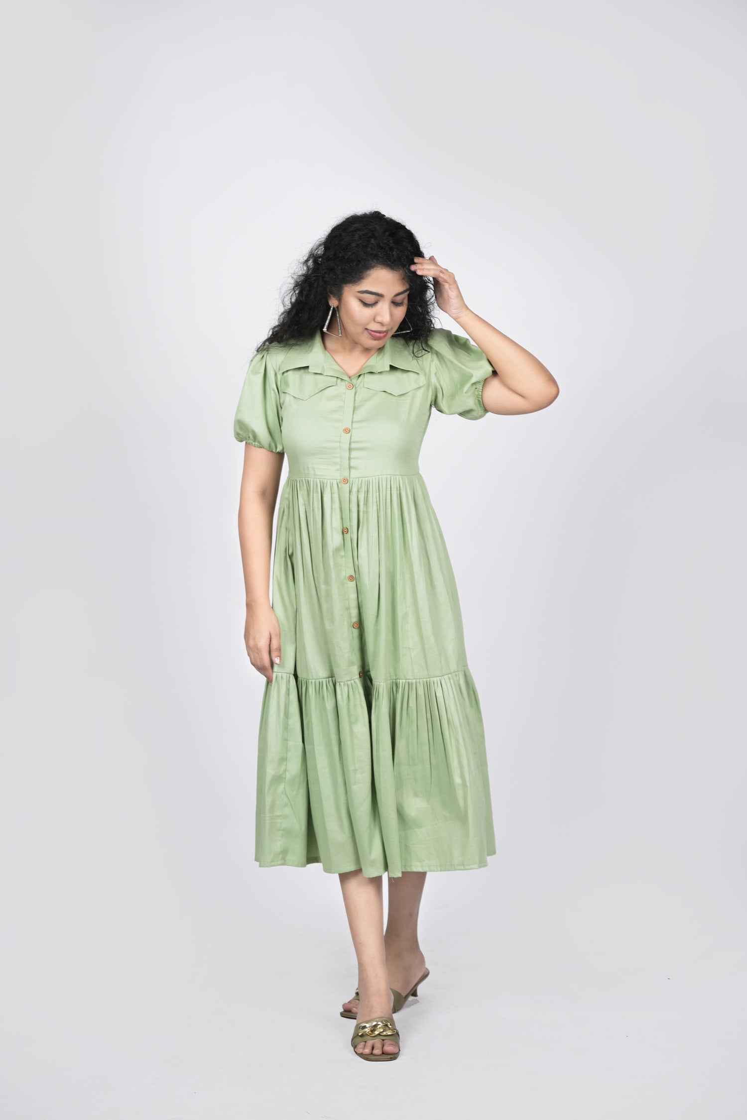 Tiered Maxi Shirtdress