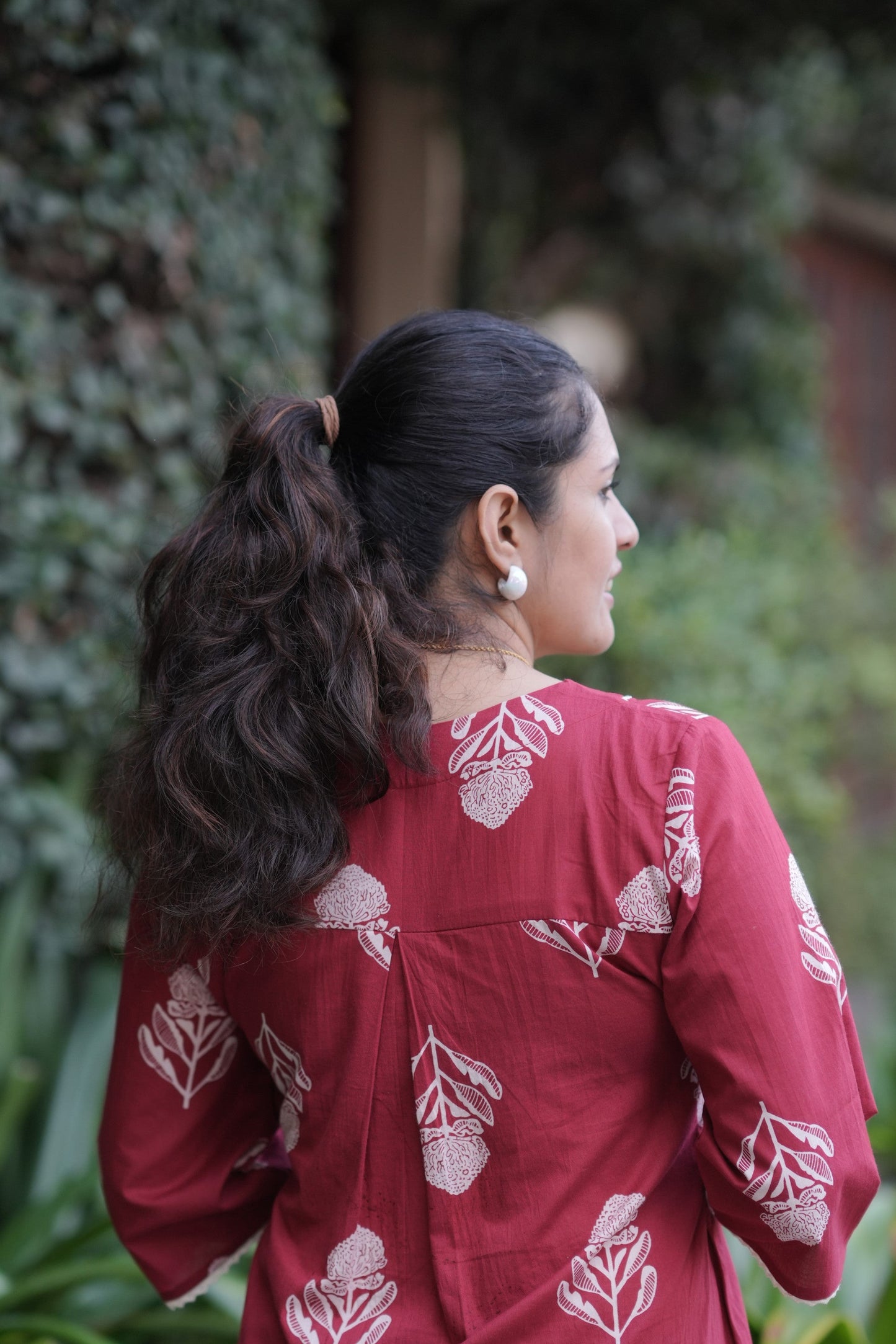 Red floral printed kurti/dress with crochet lace detailed neck MBS-765 ***Ready to Dispatch***