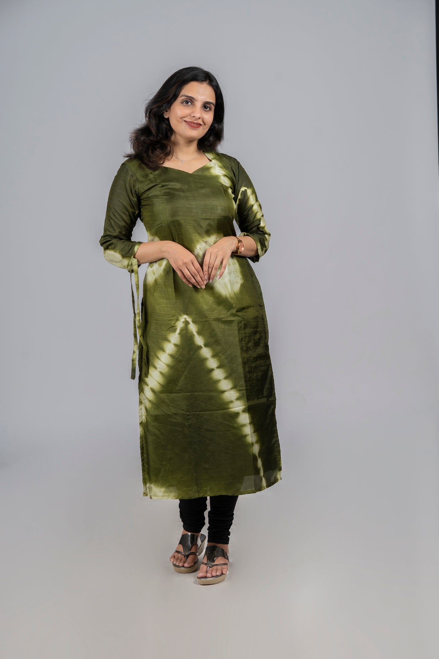 Green shaded tie dye printed badri silk kurti  MBS-321  **Ready to dispatch**