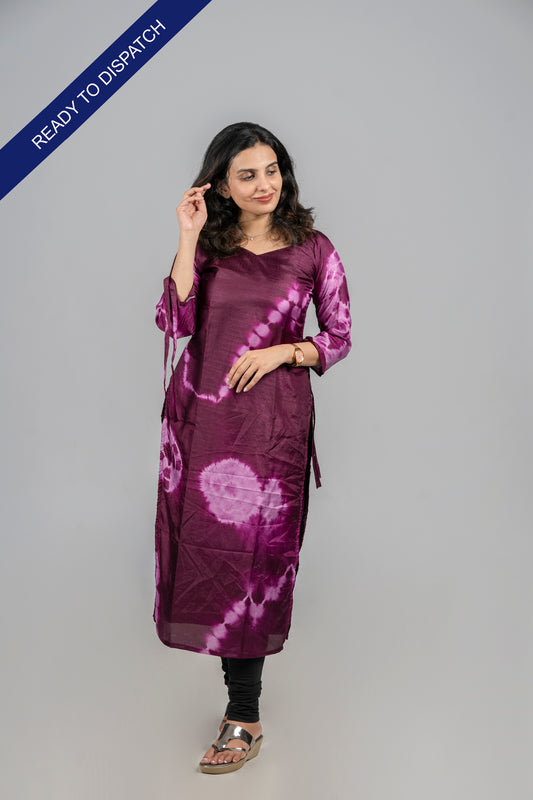 Dark pink shaded tie dye printed badri silk kurti  MBS-319  **Ready to dispatch**