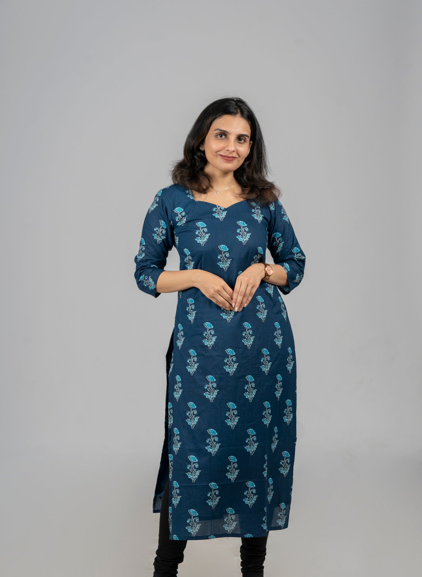 Pure cotton floral printed kurti in blue indigo shade MBS-323 *****Ready to dispatch*****
