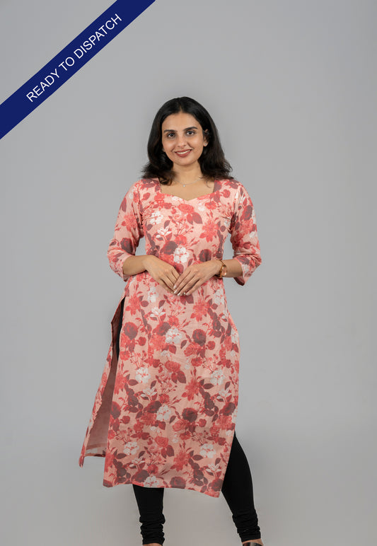 Pure cotton floral printed kurti in Peachy pink shade MBS-327 *****Ready to dispatch*****