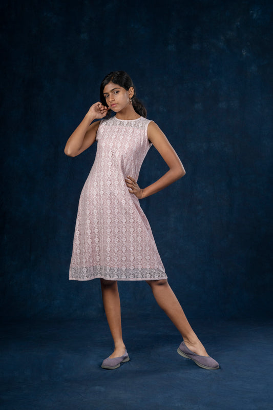 Teens -Pink shaded lace/sheer frock MBS-257