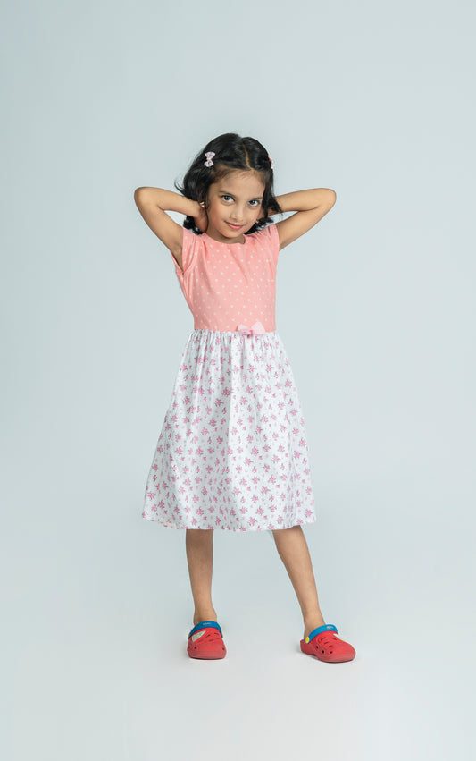 Floral printed corduroy girls frock MBS-R225