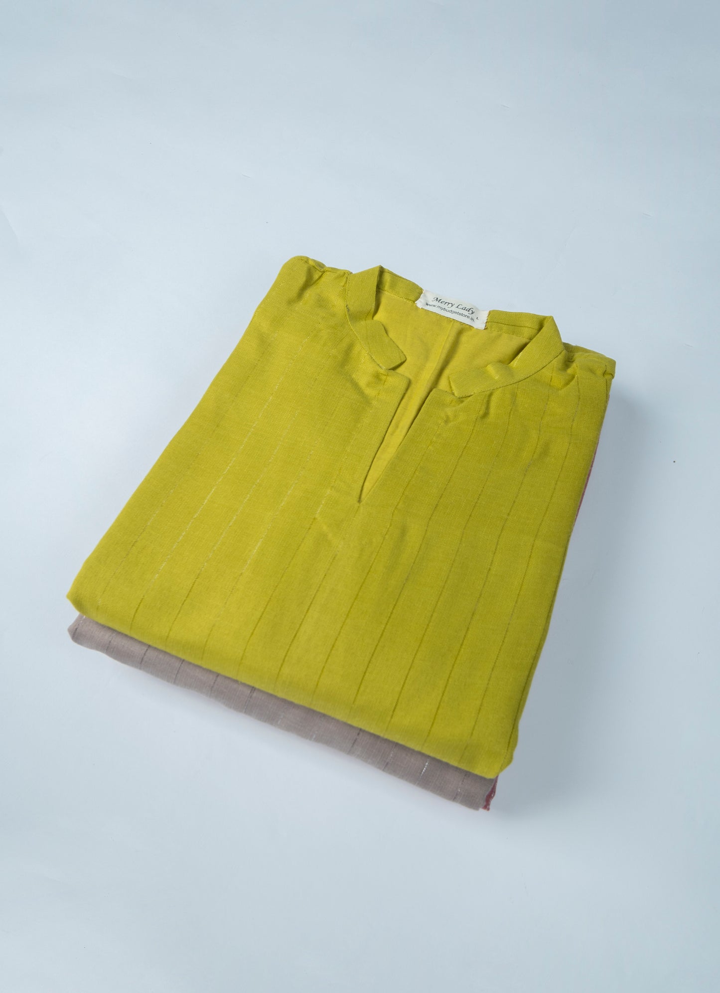 Self lined slub cotton lining kurti with cutwork sleeves MBS-R197