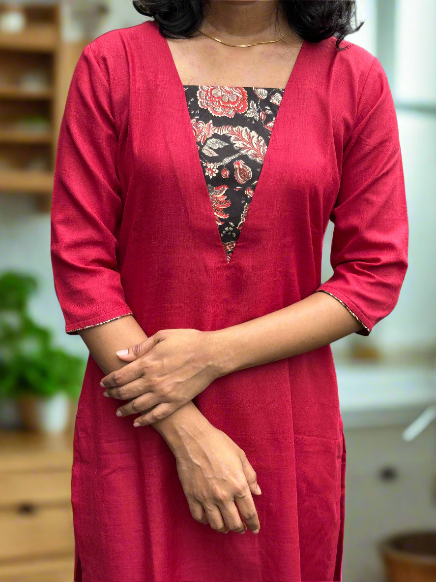Maroon shaded cotton slitted kurti MBS-602 ***Ready to dispatch***