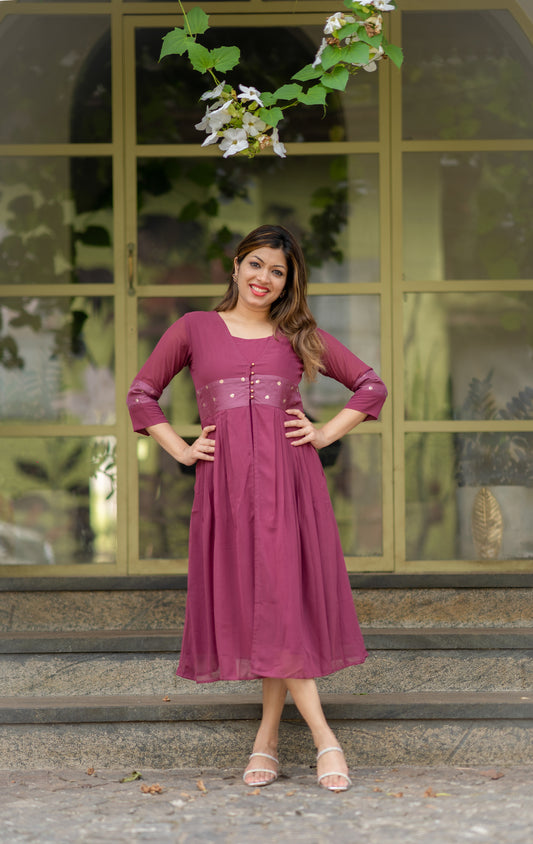 Onion pink shaded georgette Aline kurti MBS-484