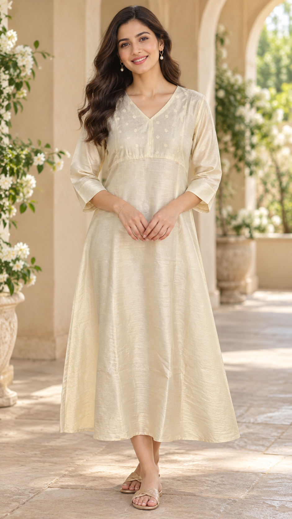 Soft tissue Aline lining kurti with self butta designed yoke MBS-1508 **last piece sale**