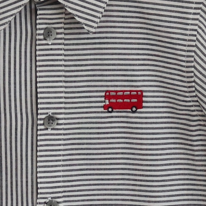 Kids London red bus embroidery shirt