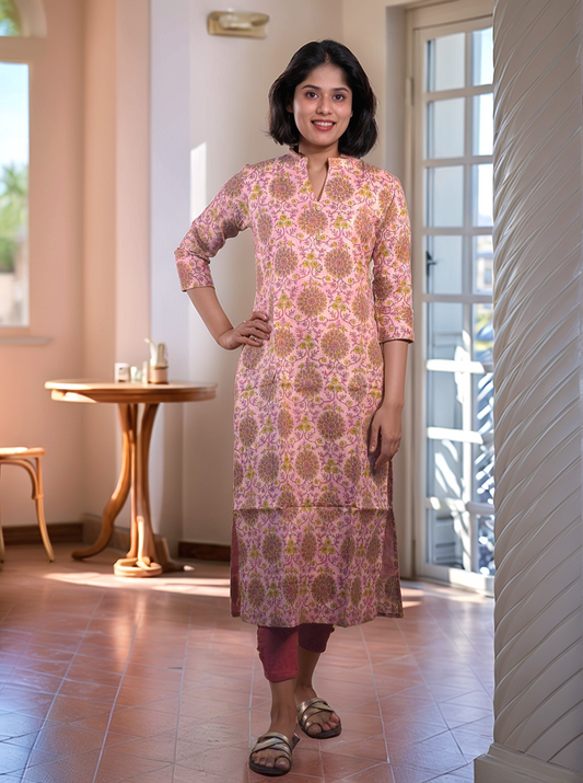 Pink shaded pure cotton lining kurti with katha work detailing MBS-494  **Ready to dispatch**