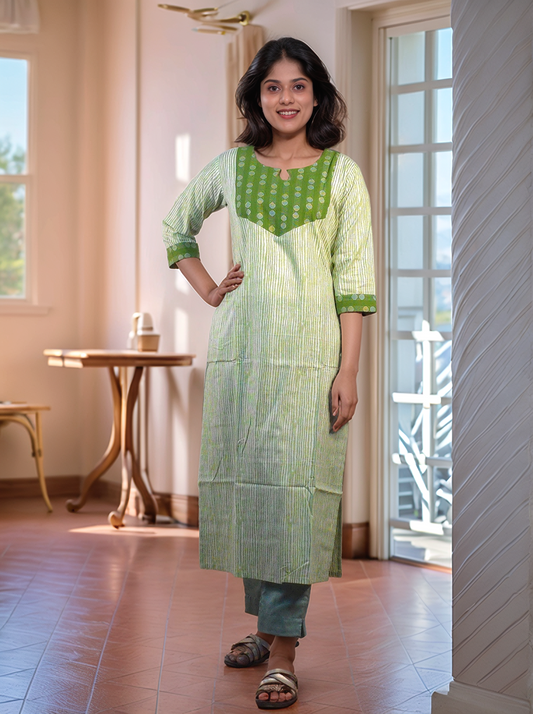 Green stripped soft cotton kurti MBS-524 **ready to dispatch**