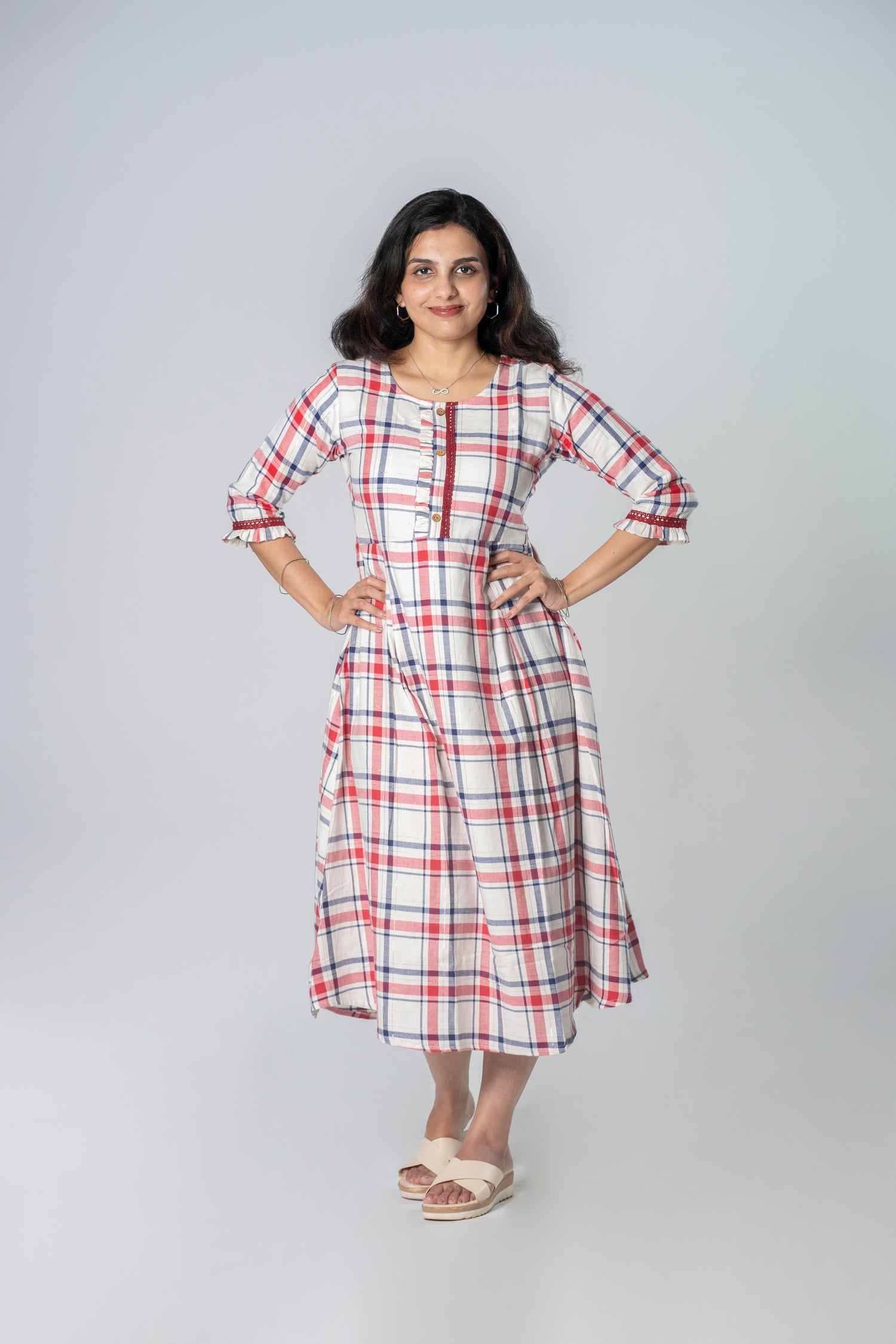 Jspgarments Women A-line Red, White Dress - Buy Jspgarments Women A-line  Red, White Dress Online at Best Prices in India | Flipkart.com