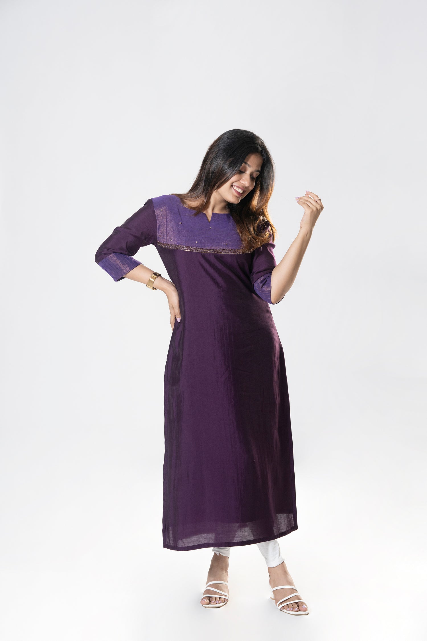 Embroidered Dark Purple Rayon Flared Long Kurti | Diya-Trends-D-1005 |  Cilory.com