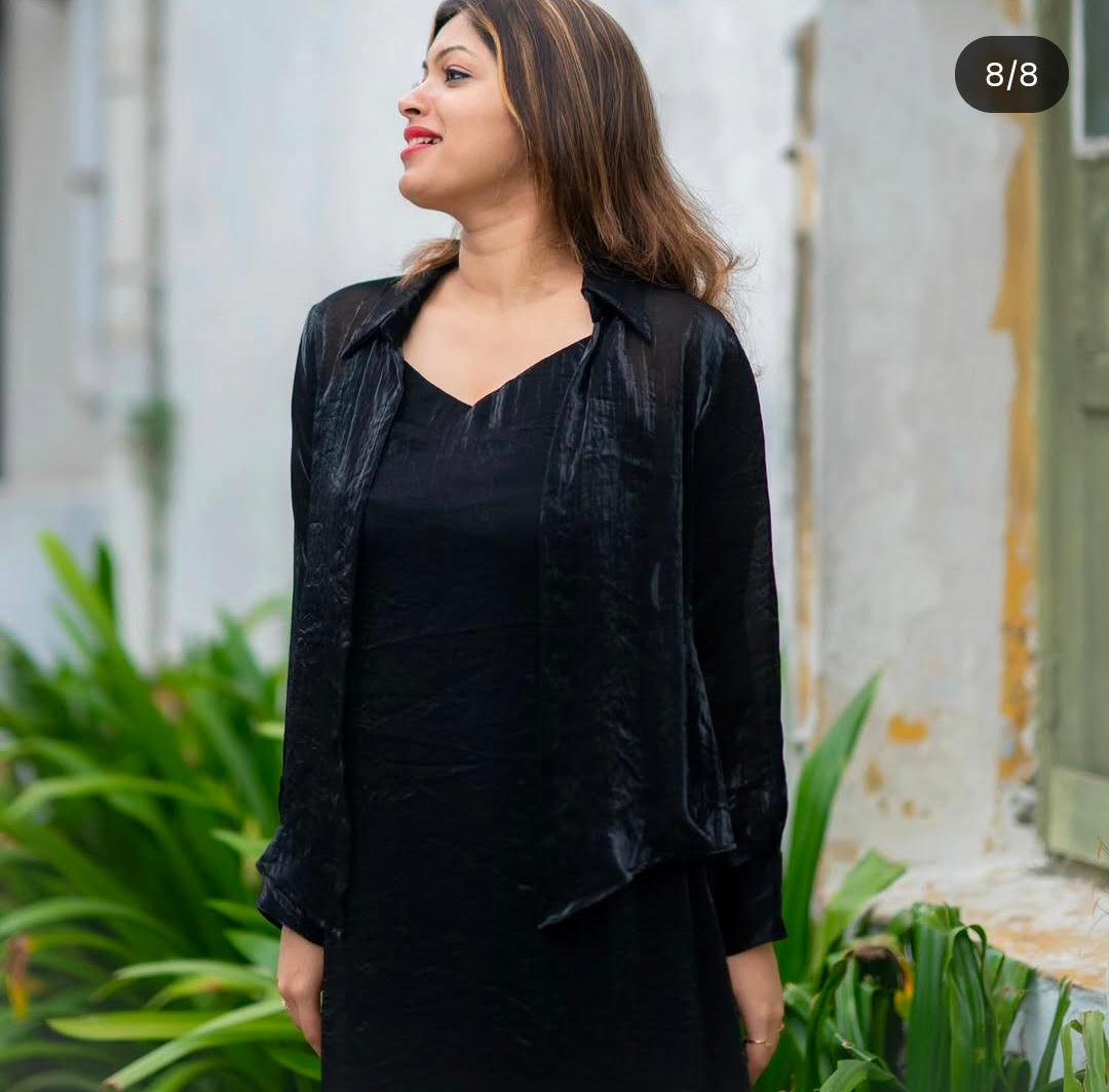 Black velvet organza kurti with jacket MBS-1147 **last piece sale**