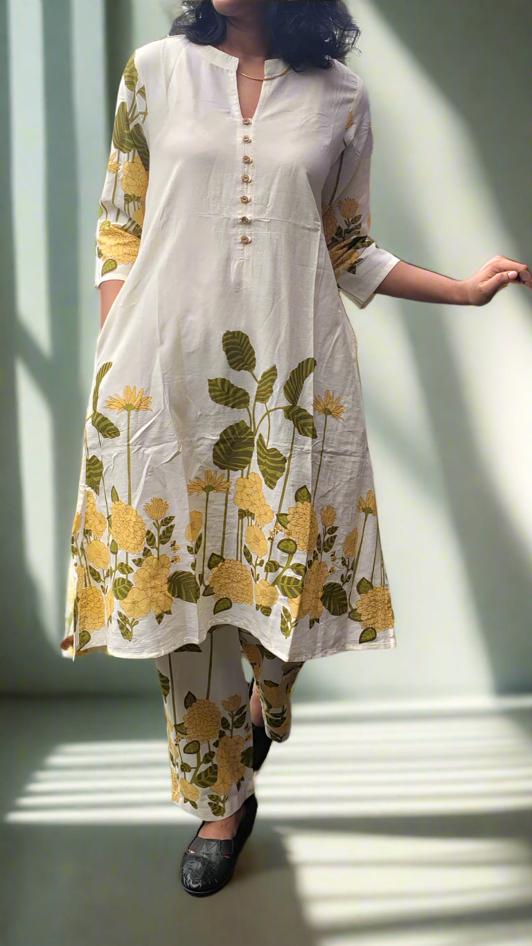 Yellow floral printed co-ords set in cotton fabric MBS-587 *** ready to dispatch***