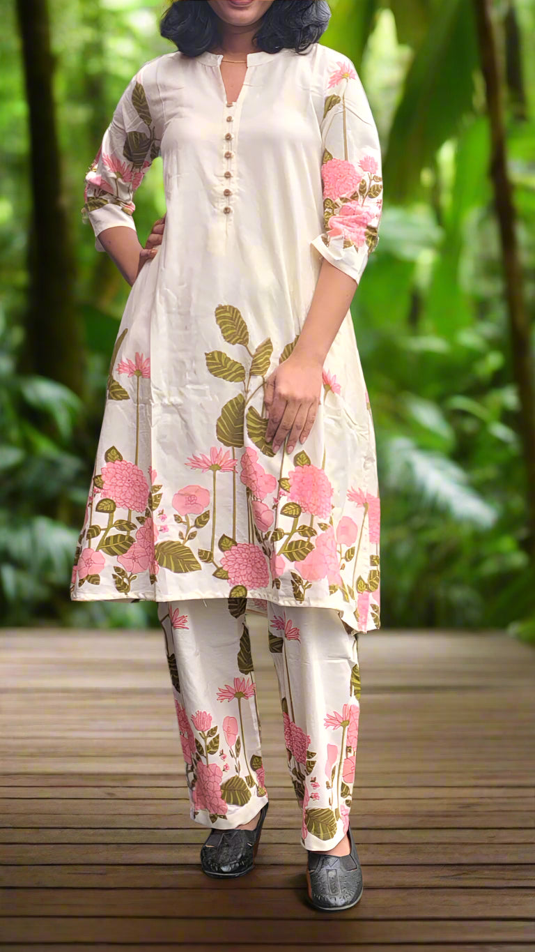 Pink floral printed co-ords set in cotton fabric MBS-586 *** ready to dispatch***