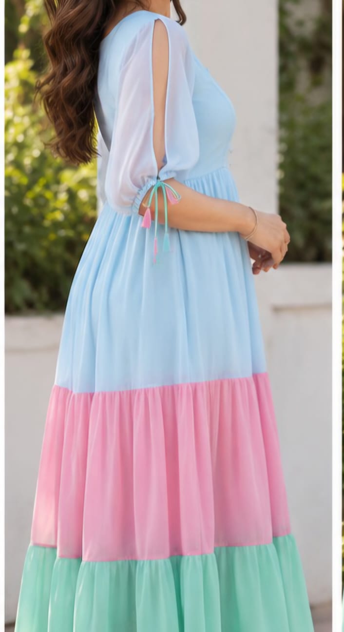 Multi shaded georgette layered gown **Ready to dispatch** **last piece sale**