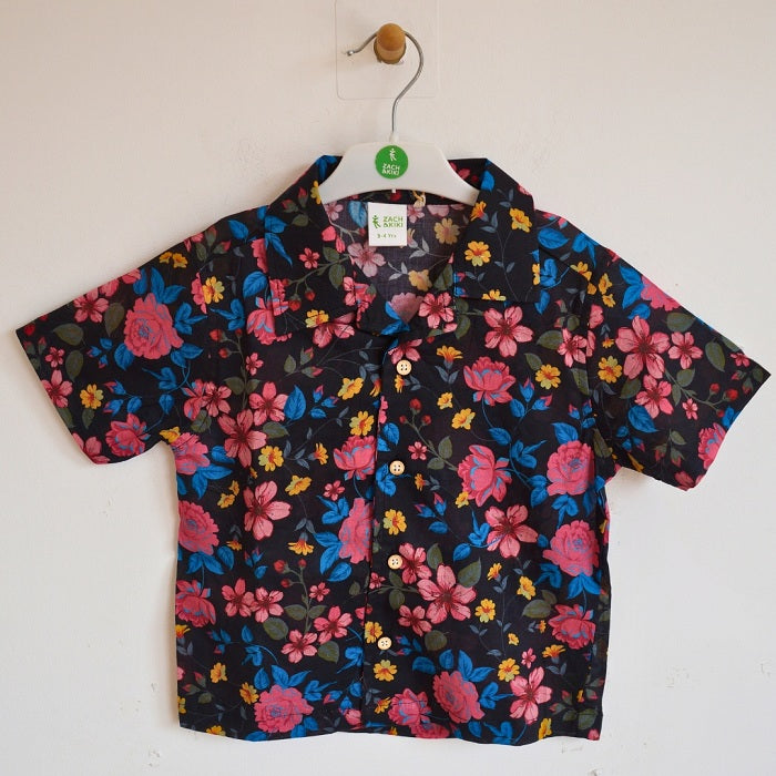 Kids Half sleeve Cuban shirt with floral print