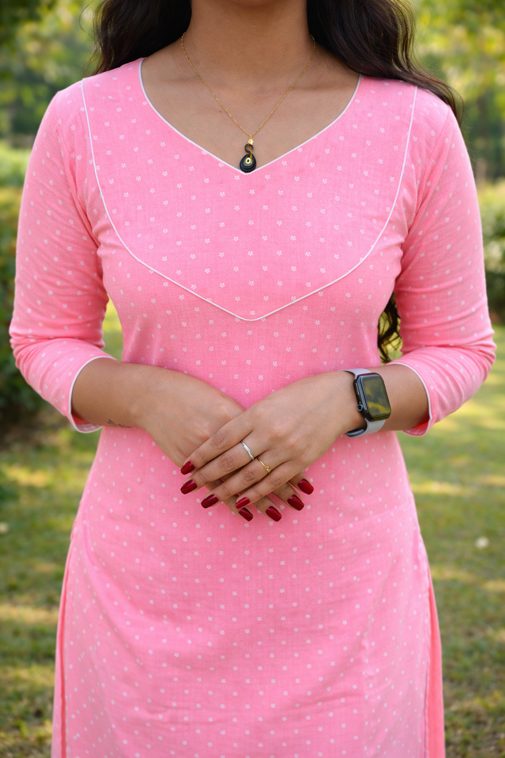 Pink shaded soft corduroy slitted kurti MBS-857 **Ready to dispatch**