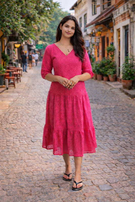 Rani pink shaded lace frock/dress  MBS-829 ** ready to dispatch**