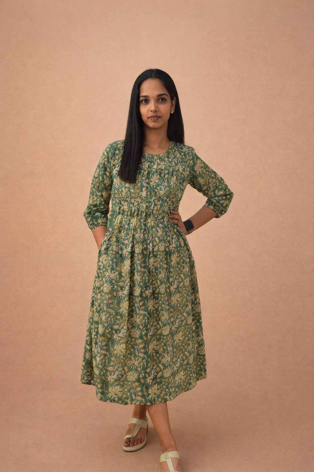 Pure floral printed Jaipur cotton kurti with curve pleated yoke MBS-856 **Ready to dispatch**