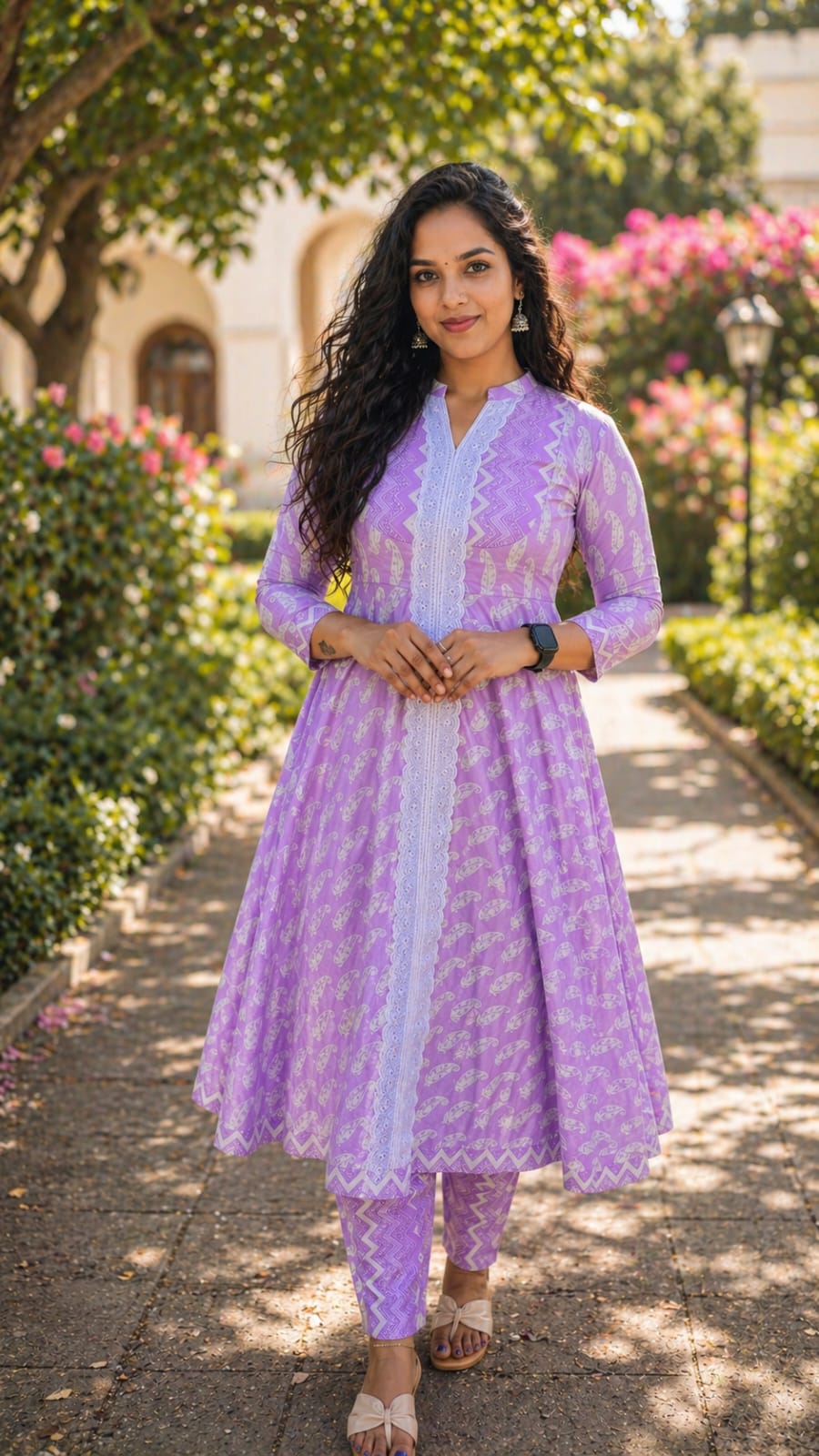 Lavender shaded printed cotton co-ord set MBS-883 **Ready to dispatch**