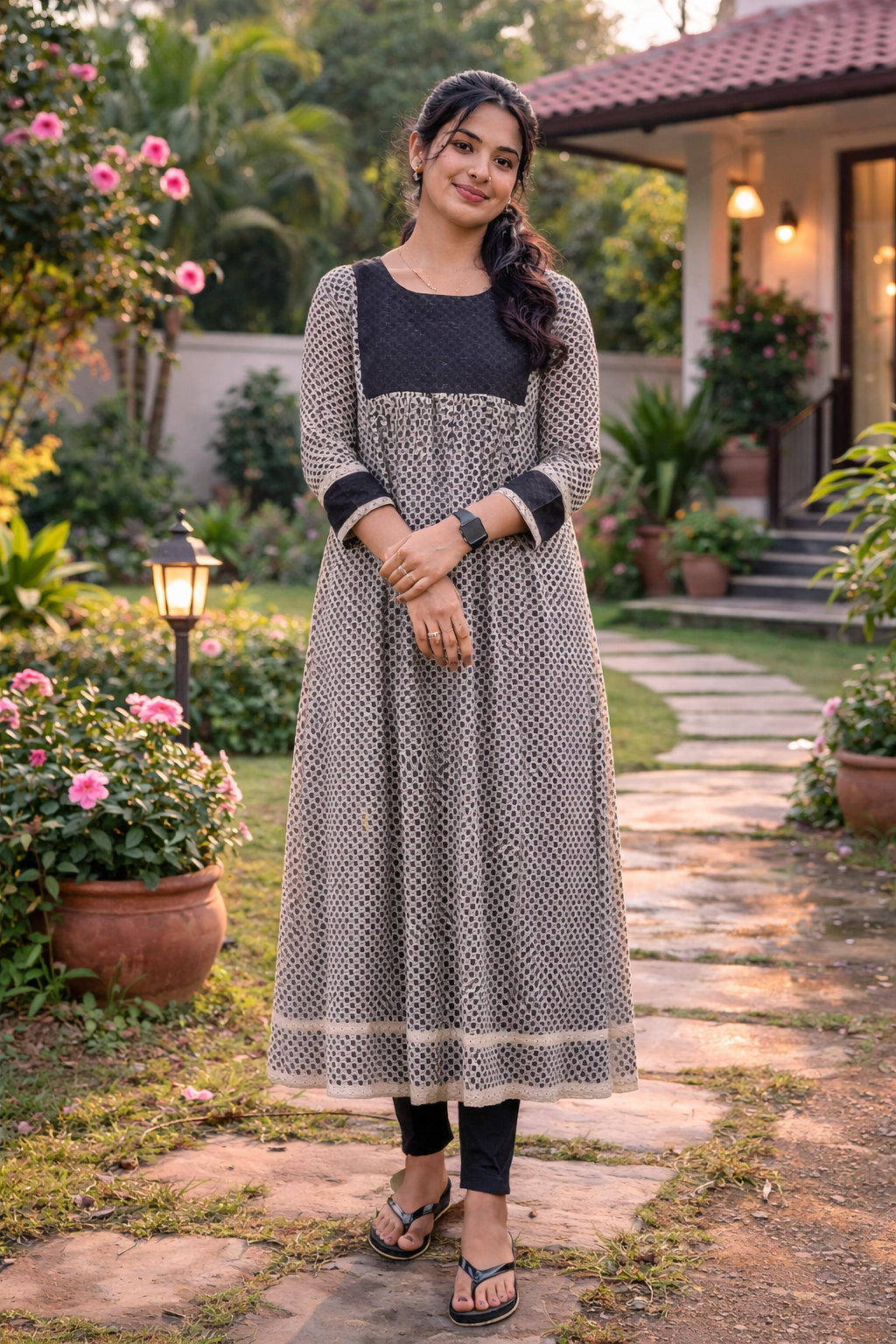 Printed soft cotton voile kurti with lace detailings MBS-814 ** ready to dispatch**