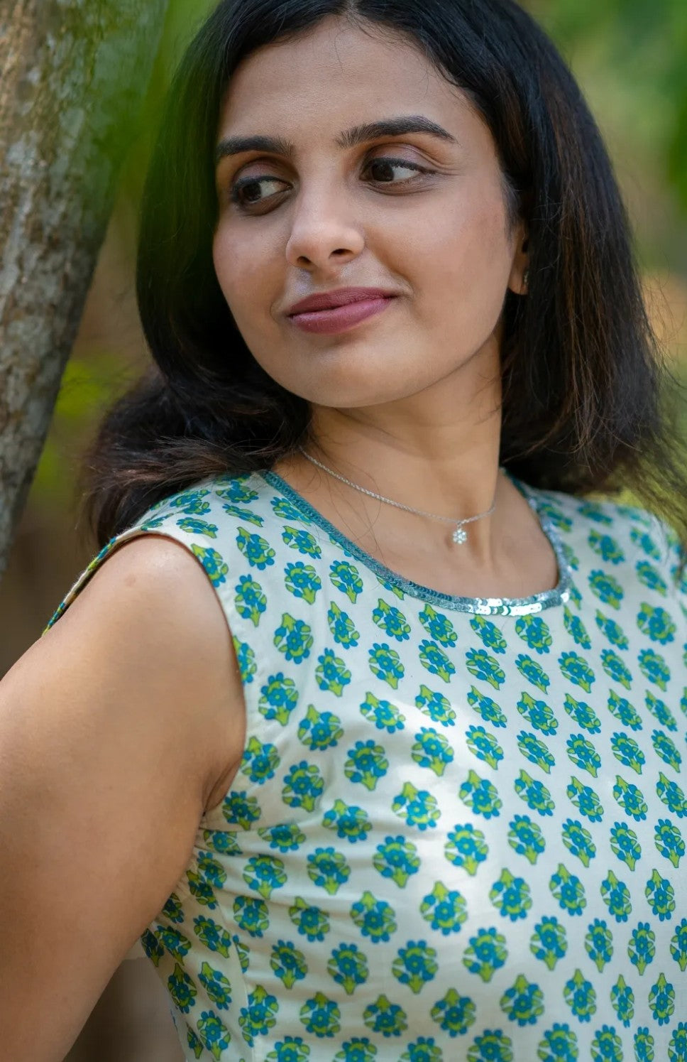 Pure cotton floral printed slitted kurti with handworked neckline MBS-930 **Ready to dispatch**