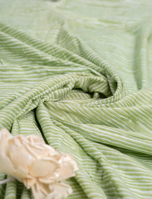 Multi stripped pure cotton fabric in green shade ** ready to dispatch**