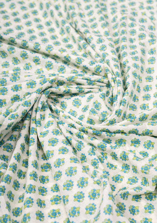 Floral printed soft cotton Jaipur fabric in green palette **ready to dispatch**