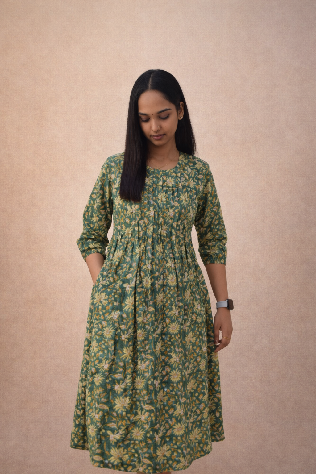 Pure floral printed Jaipur cotton kurti with curve pleated yoke MBS-856 **Ready to dispatch**