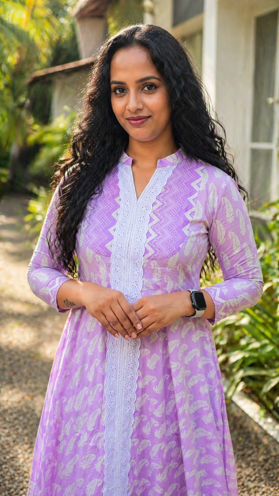 Lavender shaded printed cotton co-ord set MBS-883 **Ready to dispatch**