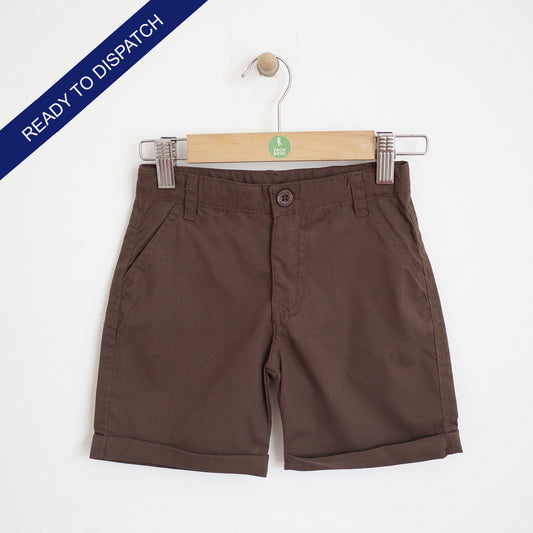 Kids Dark brown cotton shorts