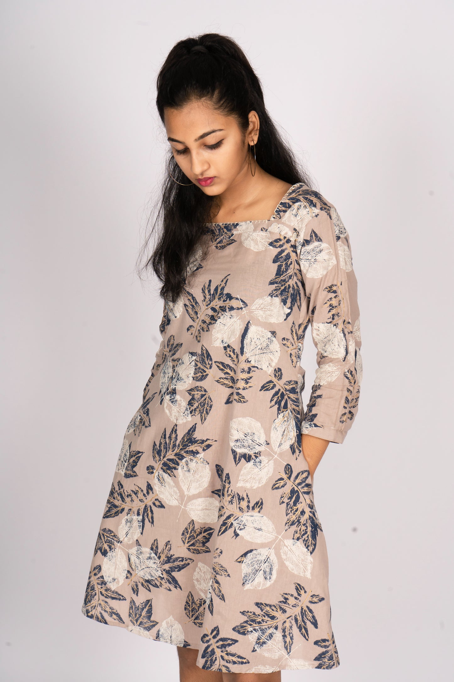 Teens - Tropical printed Frock with pockets  in cotton flex MBS R29
