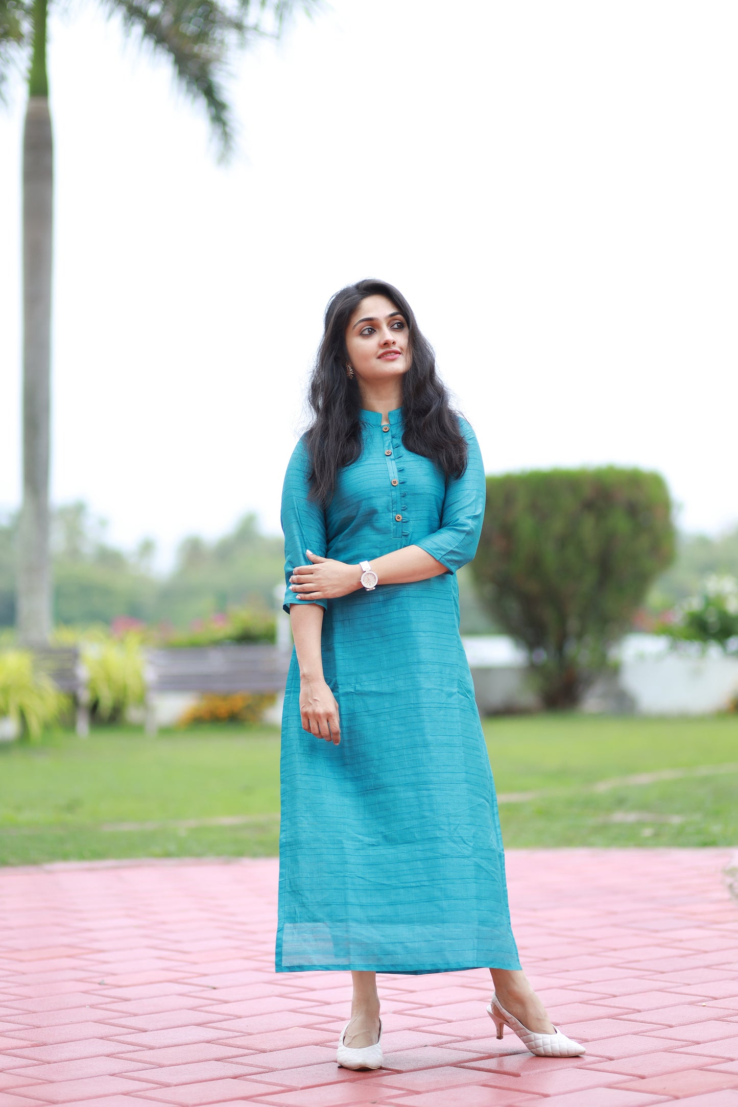 Blue shaded nyra silk kurti with cotton lining  **Ready to dispatch**