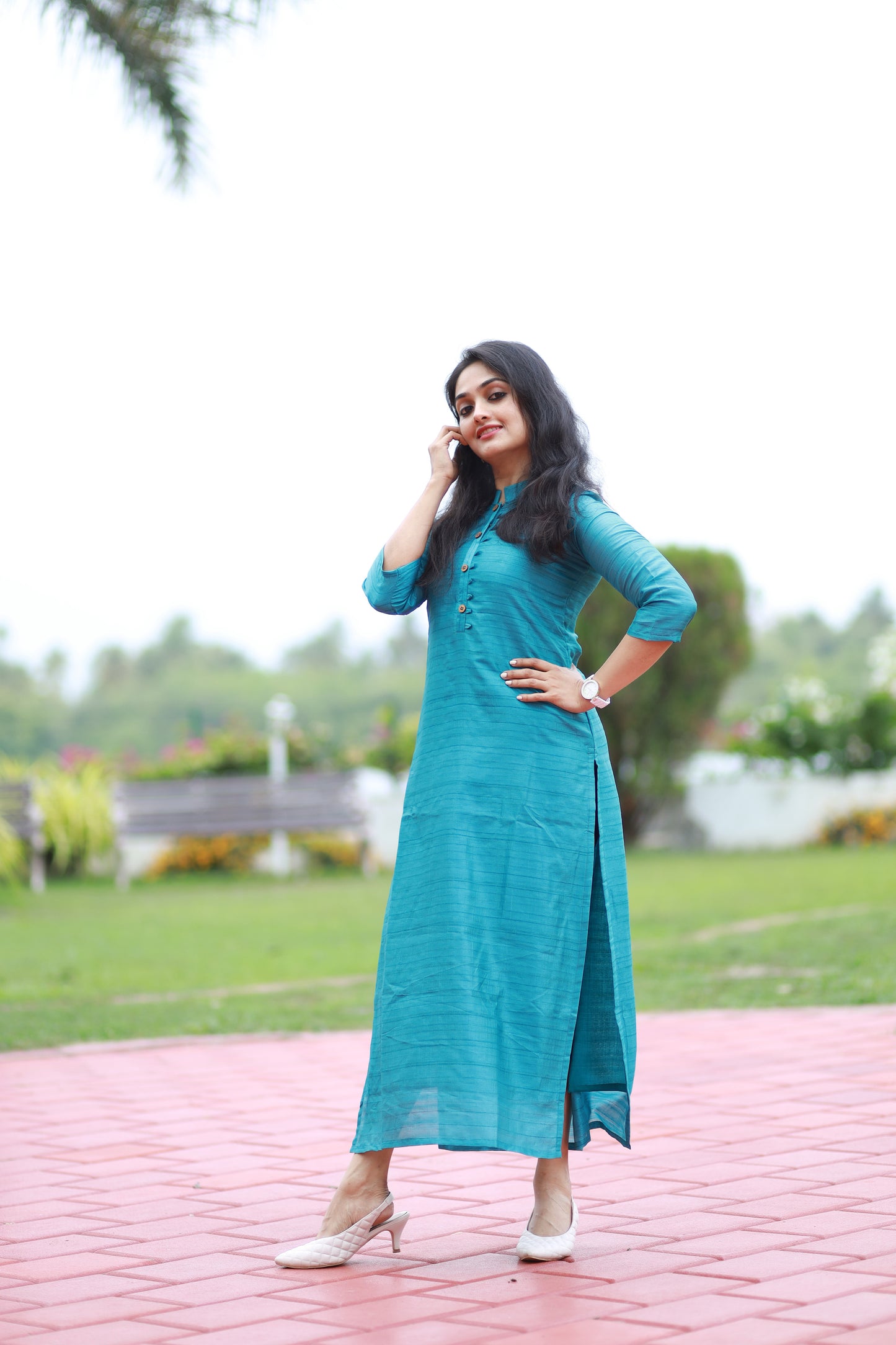 Blue shaded nyra silk kurti with cotton lining  **Ready to dispatch**