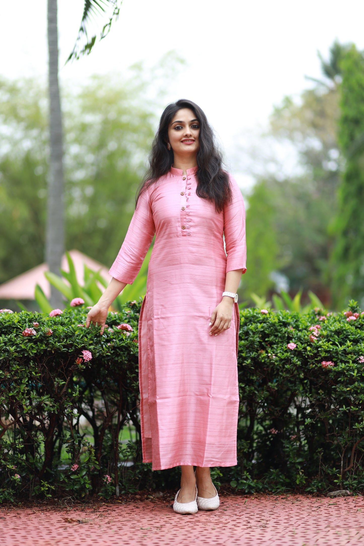 Pastel pink shaded nyra silk kurti with cotton lining **Ready to dispatch**