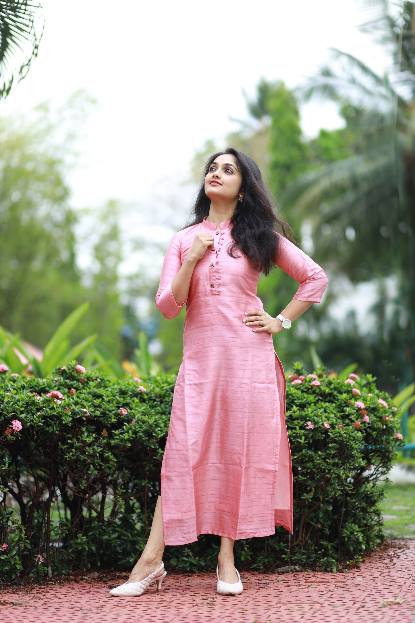 Pastel pink shaded nyra silk kurti with cotton lining **Ready to dispatch**