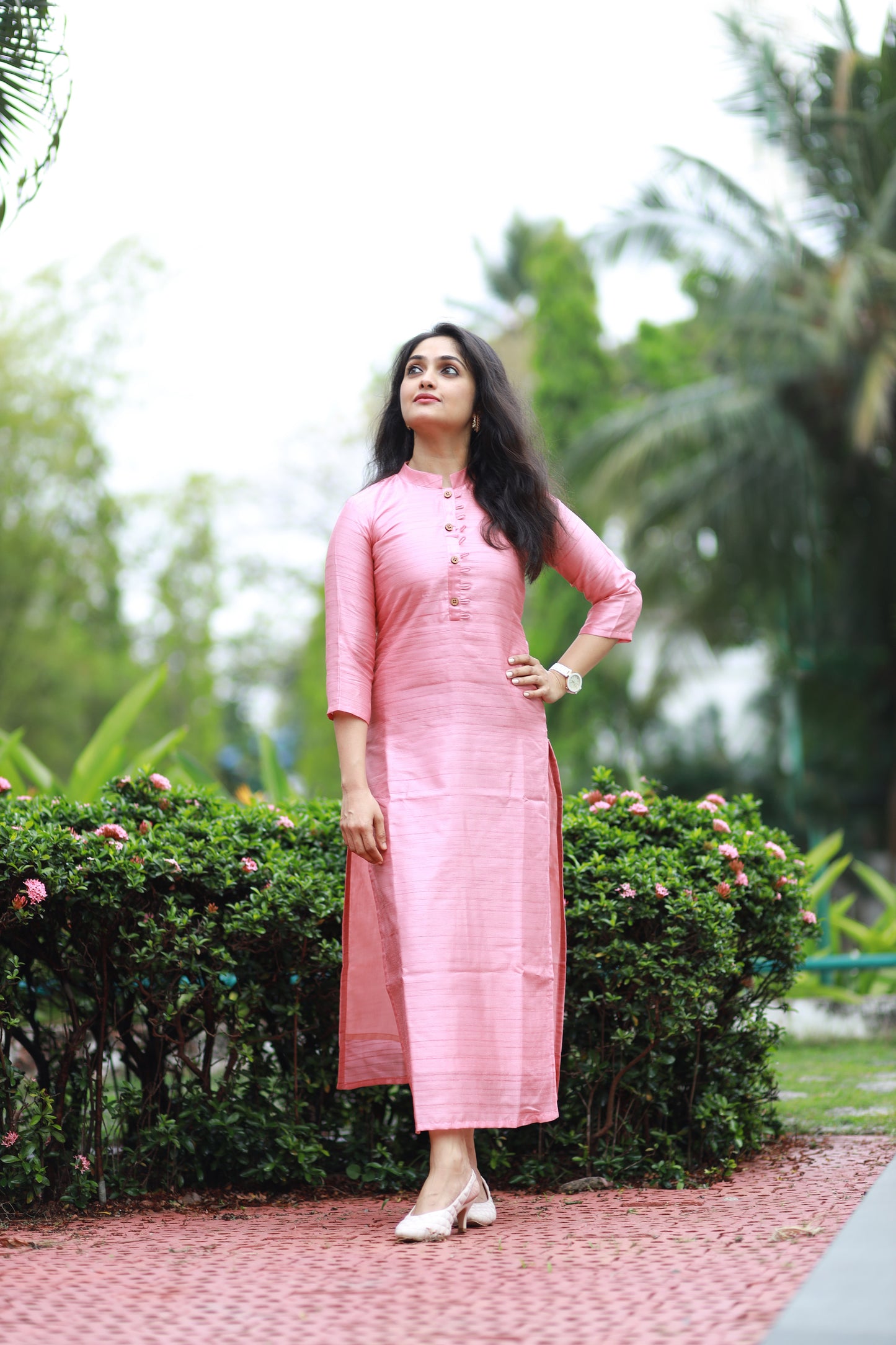 Pastel pink shaded nyra silk kurti with cotton lining **Ready to dispatch**