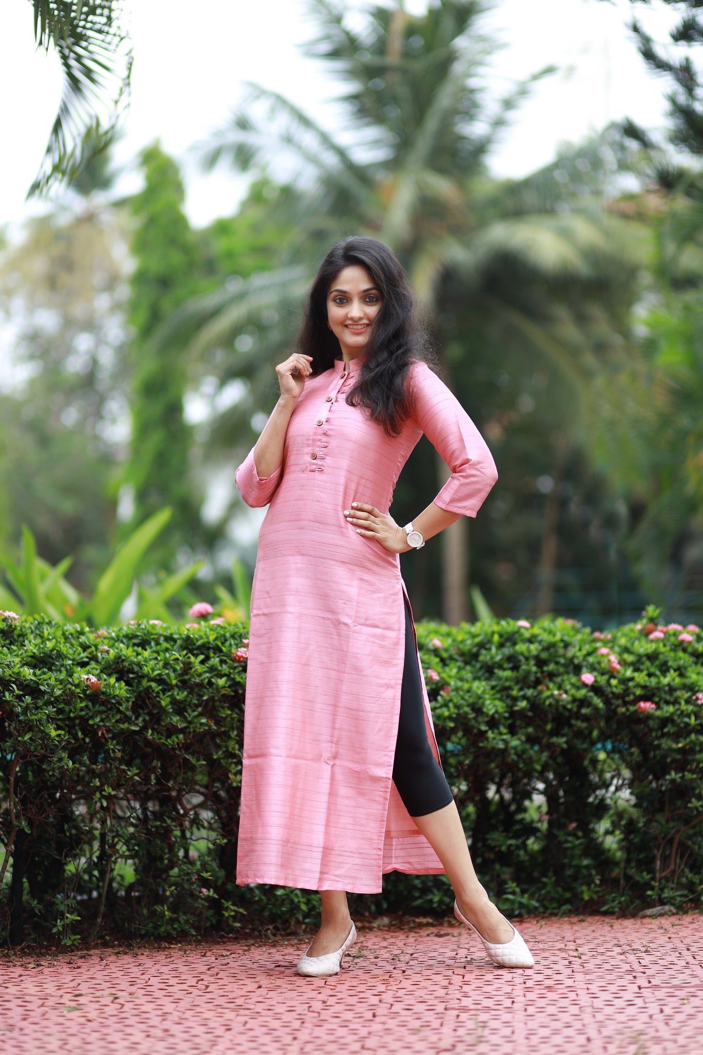 Pastel pink shaded nyra silk kurti with cotton lining **Ready to dispatch**