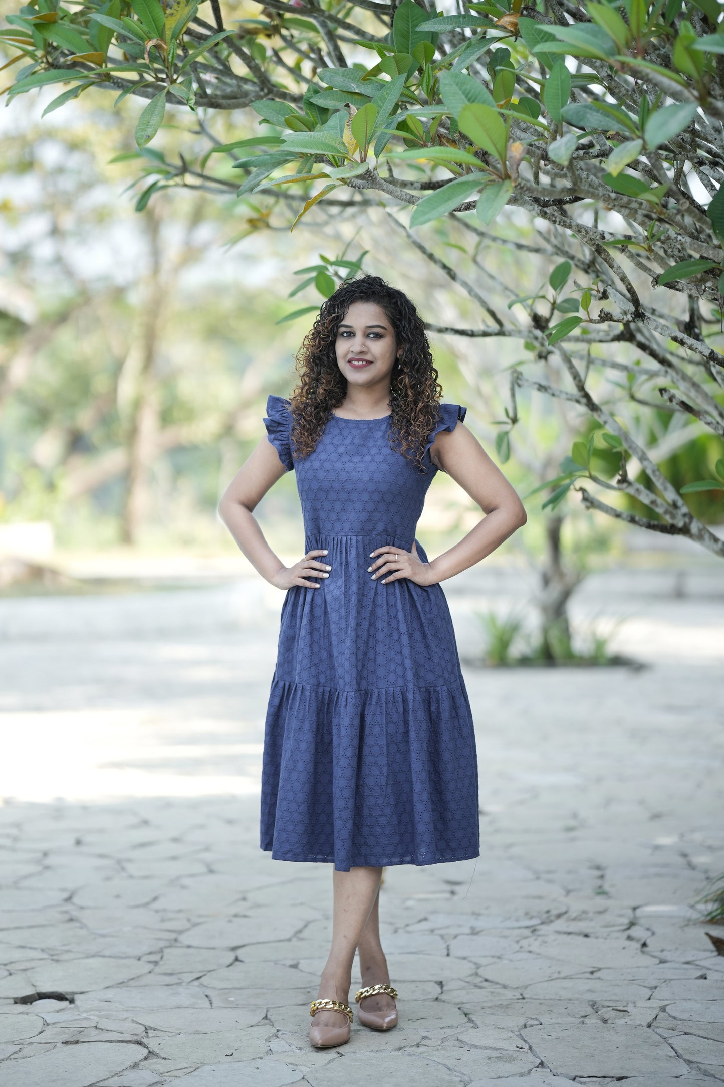 Layered Navy blue hacoba frock