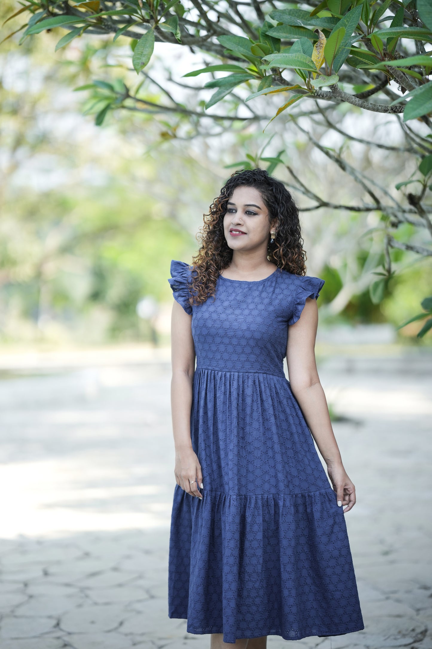 Layered Navy blue hacoba frock