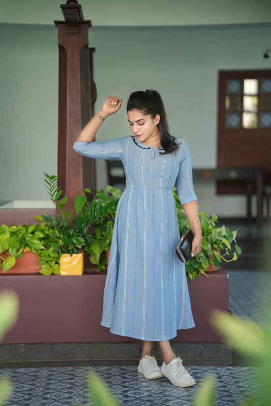 Pure soft cotton  frock/ kurti/dress in denim blue shade